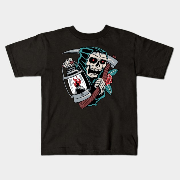 Grim Reaper Latern Kids T-Shirt by quilimo